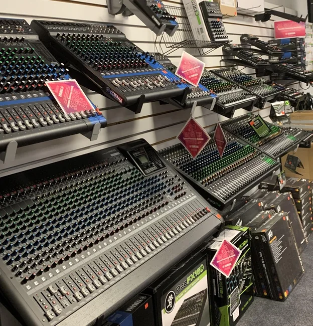 Professional mixing boards and music equipment