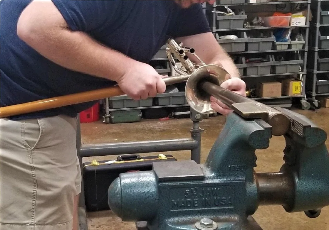 Instrument technician at work at the Edwards repair facility